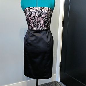 LAST CHANCE!!! **White House Black Market** Strapless Black Satin and Lace Dress